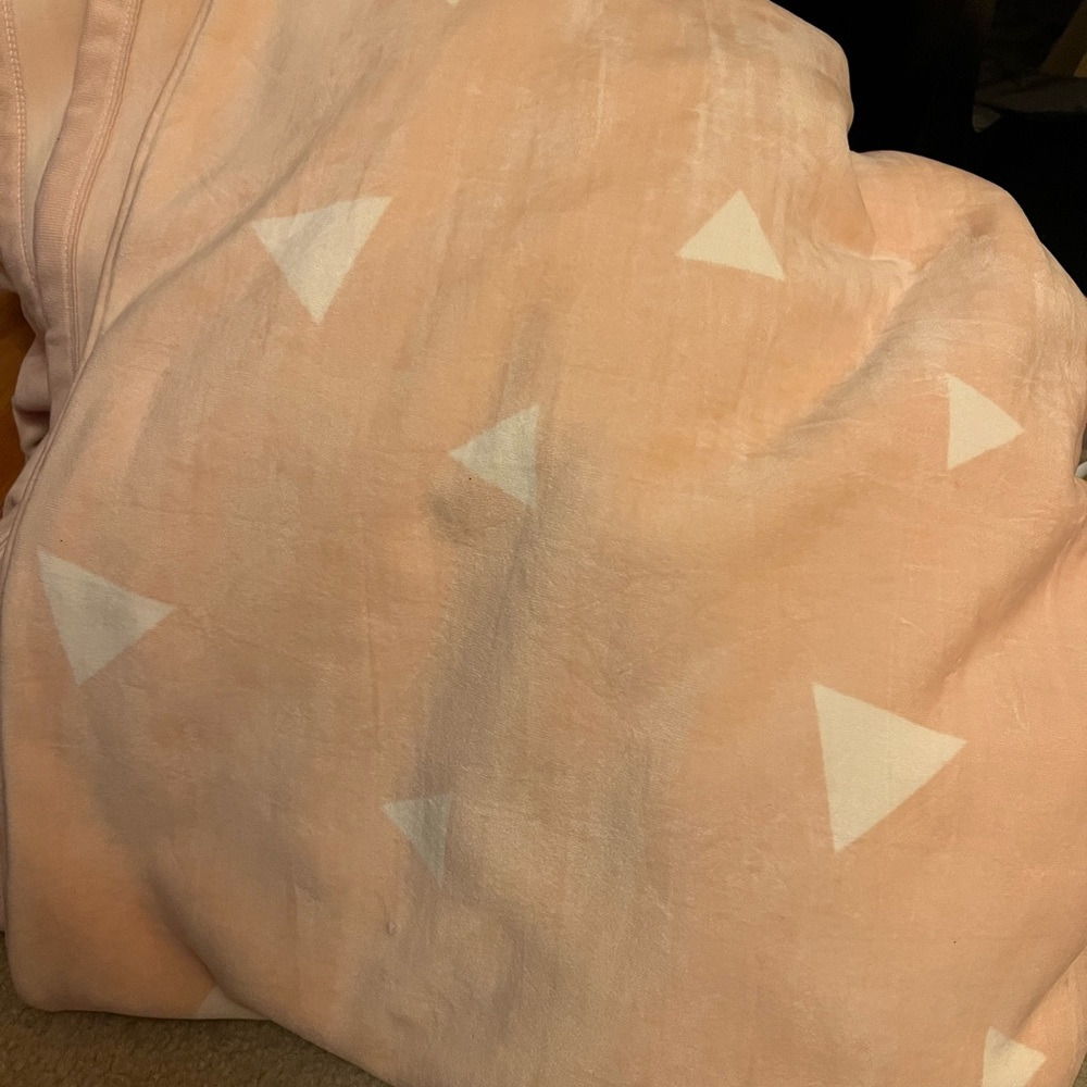 Pale pink BIG BLANKET with white triangles.  10x10 size.
